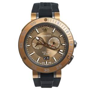 Versace Bronze PVD Plated Stainless Steel Rubber V-Extreme GMT VCN030017 Men's Wristwatch 46 mm