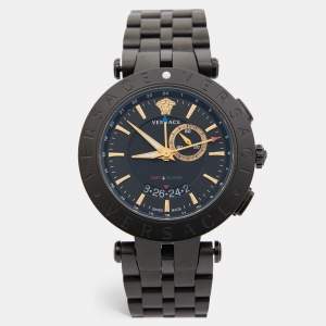 Versace Black Ion Plated Stainless Steel V-Race 29G Men's Wristwatch 46 mm