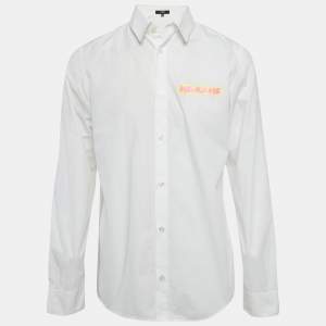 Pre Owned Versus Versace White Cotton Logo Printed Shirt L