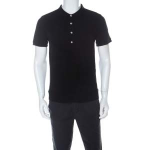 Versus Versace Black Cotton Pique Lion Head Logo Polo T Shirt L 