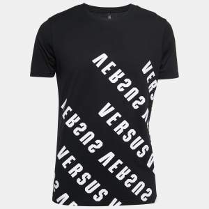 Versus Versace Black Logo Print Cotton Crew Neck T-Shirt S