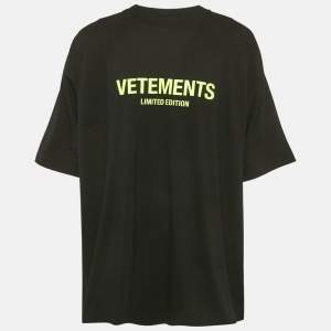 Pre Owned Vetements Limited Edition Unisex Black Printed Jersey Oversized T-Shirt L