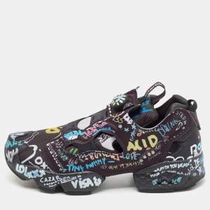 Vetements x Reebok Black Graffiti Fabric Instapump Fury Sneakers Size 40
