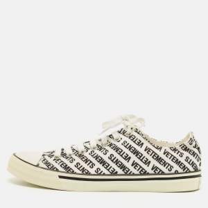 Pre Owned Vetements White/Black Logo Print Canvas Low Top Sneakers Size 41