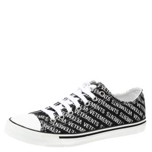 Vetements Black/White Logo Print Canvas Low Top Sneakers Size 42