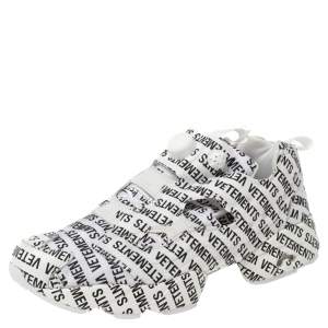 Vetements x Reebok White/Black Monogram Nylon And Fabric Instapump Fury Sneakers Size 42.5