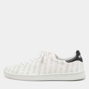 Vetements White Perforated Logo Leather Low Top Sneakers Size 45
