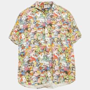 مملوكة مسبقًا Vetements Multicolor Cartoon Print Cotton Shirt S