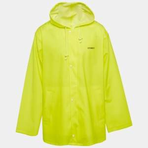 مملوكة مسبقًا Vetements Neon Yellow Logo Print Synthetic Raincoat One Size