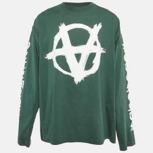 Pre Owned Vetements Unisex Green Double Anarchy Jersey Long Sleeve T-Shirt M