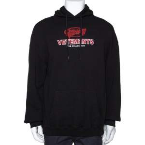 Vetements Black Cotton Graphic Print Oversized Hoodie S