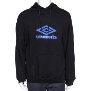 Vetements X Umbro Black Logo Print Cotton Oversized Hoodie S