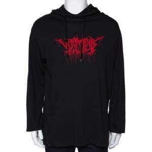 Vetements Black Printed Cotton Jersey Hooded Sweatshirt XS