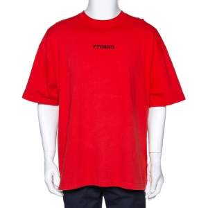 Vetements Orange Cotton Logo Print Oversized T Shirt M