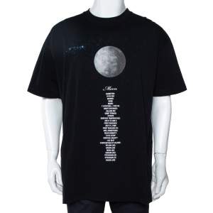 Vetements Black Cotton Zodiac Planet Moon Print Oversized T Shirt S