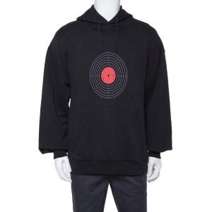 Vetements Black Knit Target Print Distressed Oversized Hoodie XS