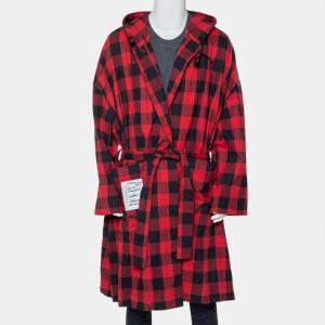 Vetements Red & Black Plaided Flannel Belted Robe M