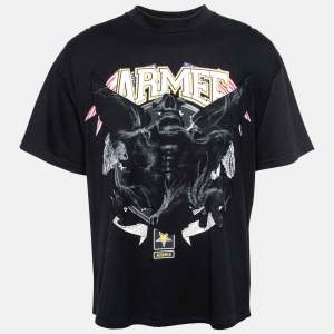 Vetements Black Cotton Armee Print and Crystal Embellished Crew Neck T-Shirt M