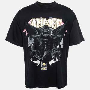 Pre Owned Vetements Black Cotton Armee Print and Crystal Embellished Crew Neck T-Shirt M