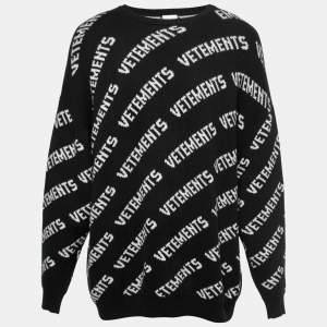 Vetements Black Knit All-Over-Logo Oversized Unisex Sweater M