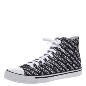 Vetements Black/White Logo Print Canvas Hi-Top Sneakers Size 41