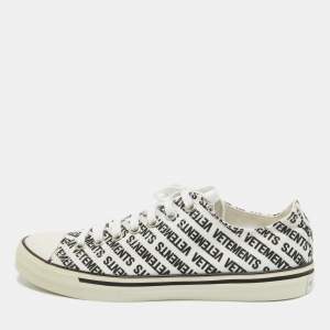 Vetements Black/White Logo Print Canvas Low Top Sneakers Size 41