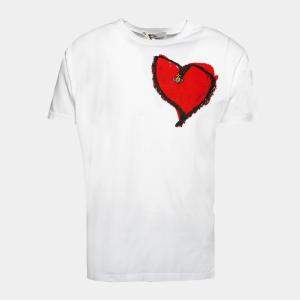 Vivienne Westwood White Heart Print Cotton Logo Embroidered T-Shirt L