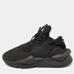 Y-3 Black Nubuck Leather and Fabric Kaiwa Low Top Sneakers Size 42.5