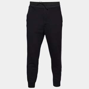 Y-3 Black Cotton Knit Contrast Detail Joggers S