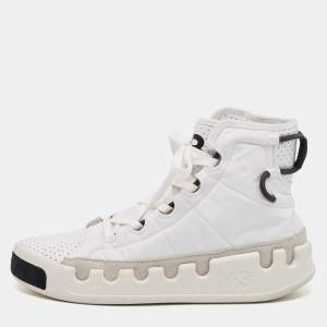 Y-3 White Leather and Nylon Kasabaru High Top Sneakers Size 42.5          
