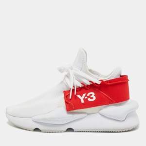 Y-3 White Knit Fabric Low Top Sneakers Size 42.5
