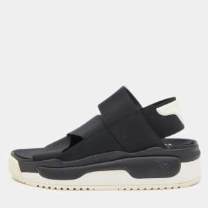 Y-3 Black Elastic Slingback Flat Sandals Size 46