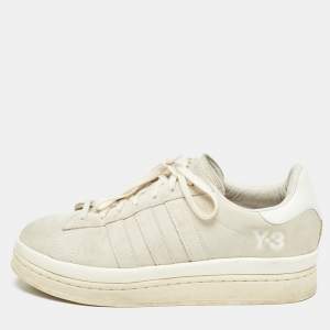 Y-3 Off White Suede Lace Up Sneakers Size 44.5