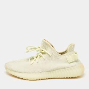 Yeezy x Adidas Light Yellow Knit Fabric Boost 350 V2 Butter Sneakers Size 42