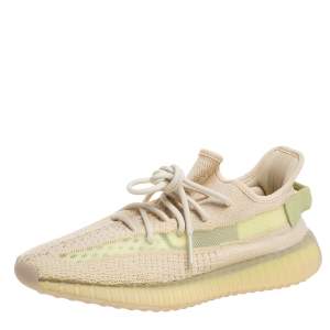 Yeezy Beige Cotton Knit Boost 350 V2 Sneakers Size 41.5