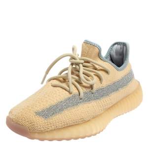 Yeezy x Adidas Beige/Grey Knit Fabric Boost 350 V2 Linen Sneakers Size 41 1/3