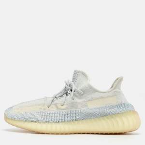 Yeezy x Adidas Blue/White Knit Fabric Boost 350 V2 Cloud White Low Top Sneakers Size 45 1/3