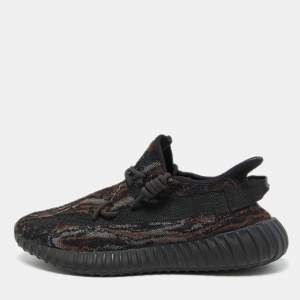 Yeezy x Adidas Black/Brown Knit Fabric Boost 350 V2 MX Rock Sneakers Size 45 1/3