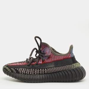 Pre Owned Yeezy Multicolor Knit Fabric Boost 350 V2 Lace Up Sneakers Size 36