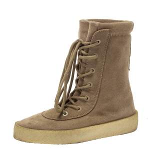 YEEZY Beige Suede Season 2 Lace Up Boots Size 41