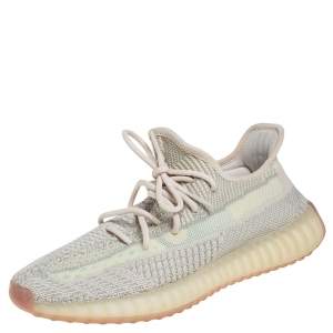 Yeezy x Adidas Pale Green Cotton Knit Boost 350 V2 Citrin Non Reflective Sneakers Size 42 2/3