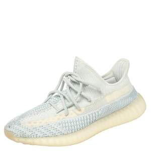 Yeezy x Adidas White/Blue Cotton Knit Boost 350 V2 Cloud White Sneakers Size 42.5