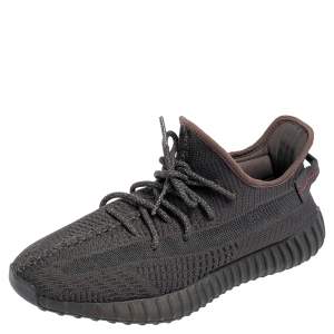 Yeezy x Adidas Black Knit Fabric 350 V2 Static  Non Reflective Sneakers Size 45 1/3