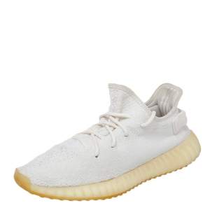 Yeezy x Adidas White Knit Fabric Boost 350 V2 Triple Lace Up Sneakers Size 42 2/3
