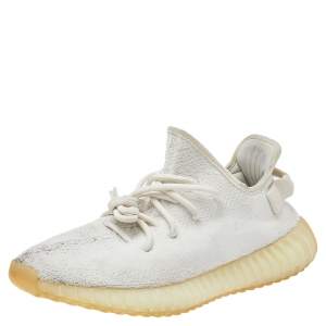 Yeezy x Adidas White Knit Fabric Boost 350 V2 Triple White Sneakers Size 42