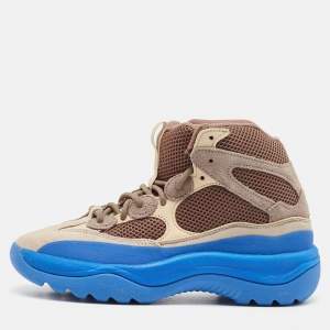 Yeezy x Adidas Multicolor Suede and Mesh Taupe Blue Desert Boots Size 41 1/3