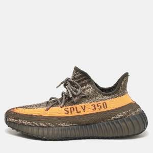 Yeezy x Adidas Green Knit Fabric Boost 350 V2 Carbon Beluga Sneakers Size 43 1/3