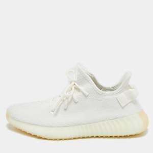 Yeezy x Adidas White Knit Fabric Boost 350 V2 Cream Sneakers Size 42 2/3