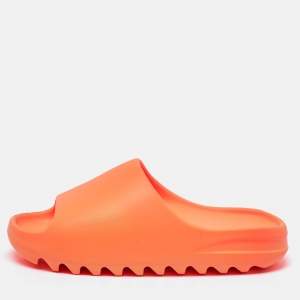Yeezy x Adidas Neon Orange Rubber Enflame Orange Slides Size 43