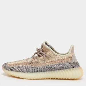 Pre Owned Yeezy x Adidas Multicolor Knit Fabric Boost 350 V2 Ash Pearl Sneakers Size 43 1/3